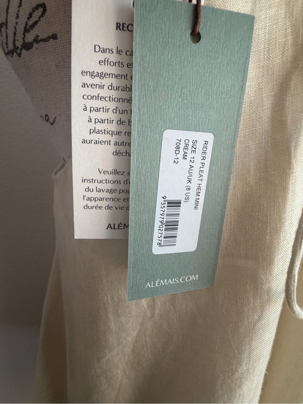 ALÉMAIS Rider Pleat Hem Mini Dress | Linen | Sz US 8 | Equestrian Coastal | NWT - Picture 9 of 11